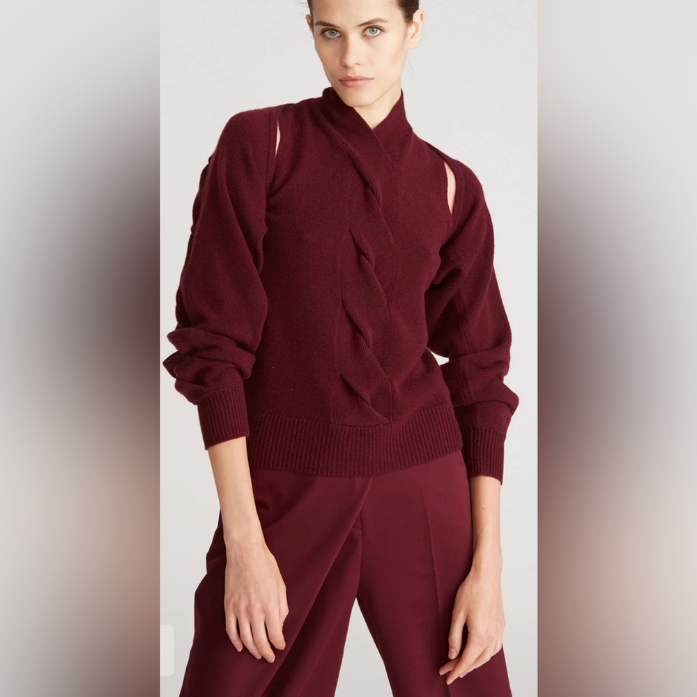 Halston Women’s Auden Will Cash Cable Shrug-Merlot Size Medium